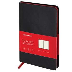 Блокнот А6  80л. в клетку под кожу черн. B...